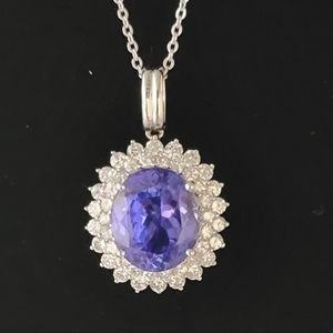 14k Diamond and 7.45ct Tanzanite  Gemstone Necklace with papers